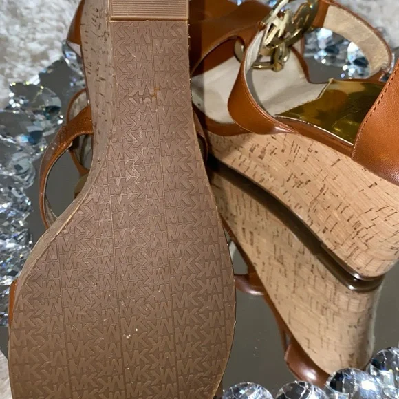 Michael Kors Tan Wedge Sandals with Cork Platform - Picture 4 of 4